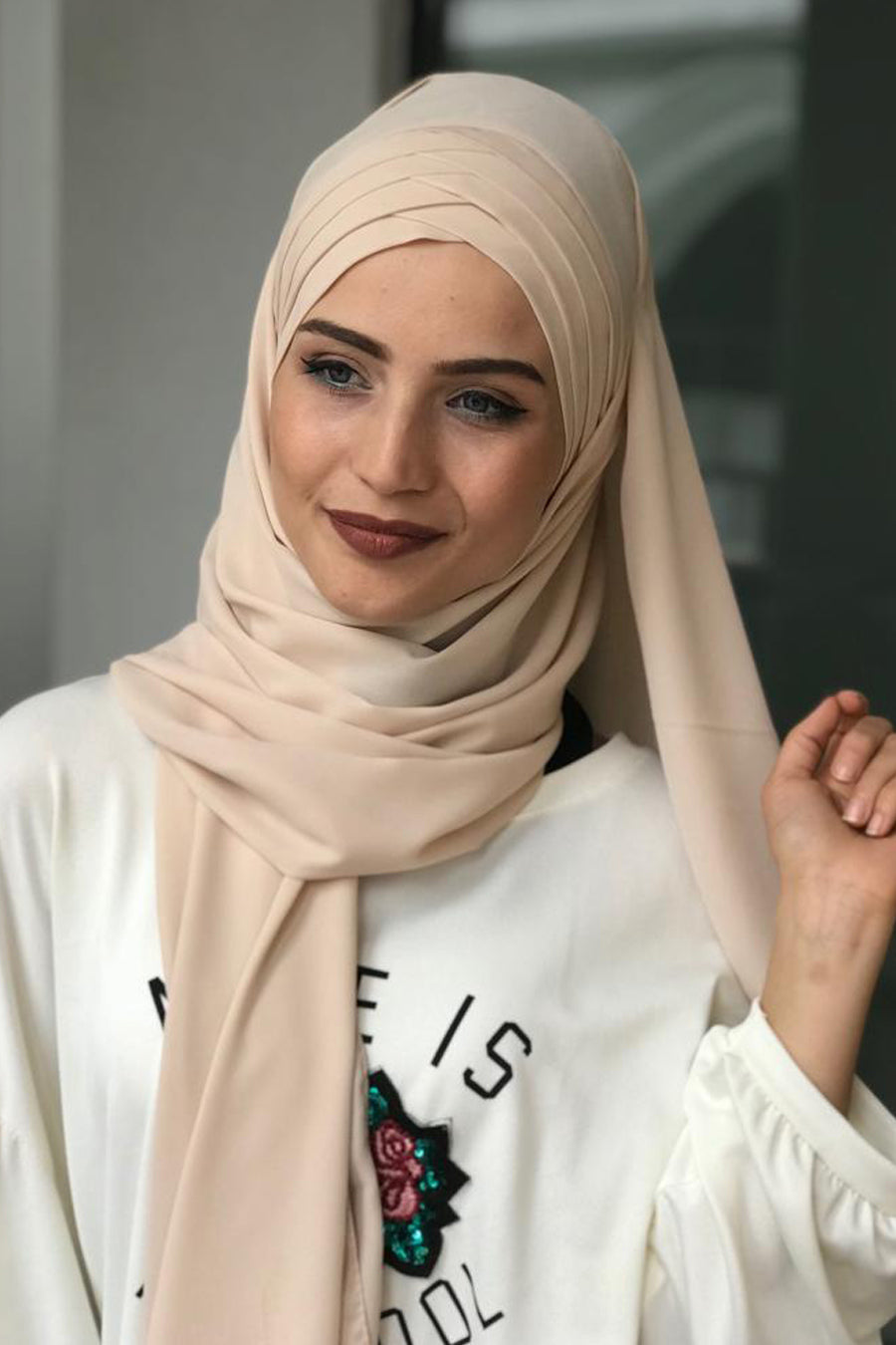 Instant Beige Hijab - Buy Abaya Online