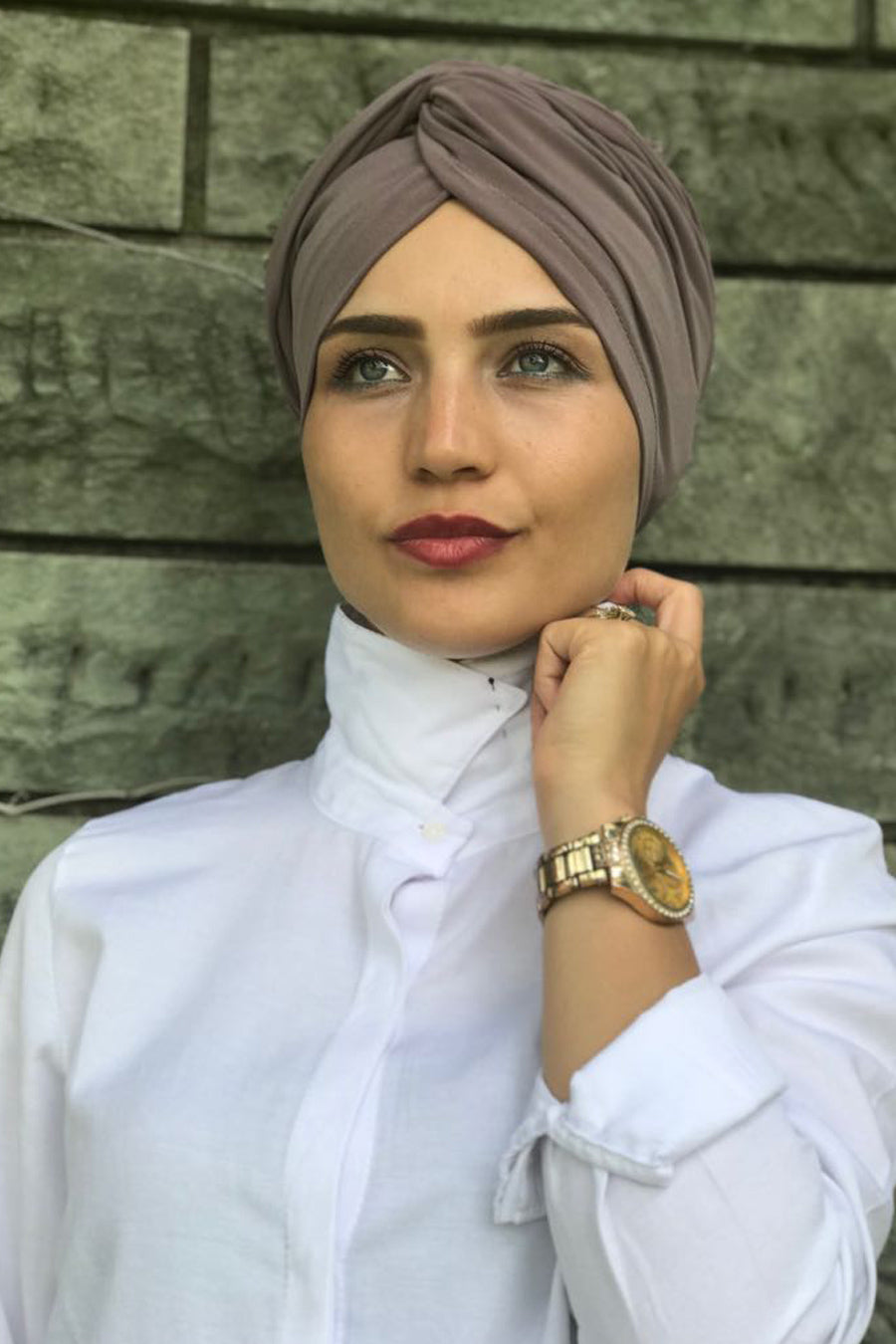 Taupe Instant Turban Hijab - Buy Abaya Online