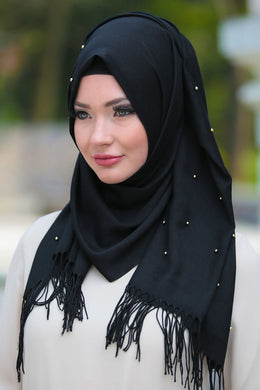 Black Beaded Tassels Shawl - Buy Abaya Online