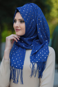 Royal Blue Plain Sequin Shawl - Buy Abaya Online