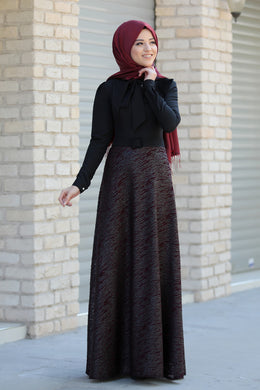 Black & Claret Red Dress - Buy Abaya Online