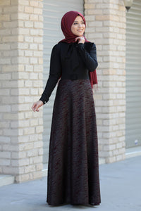 Black & Claret Red Dress - Buy Abaya Online