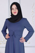 Load image into Gallery viewer, Blue Modest Dress With Waist Tie Belt - Buy Abaya Online