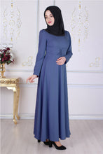Load image into Gallery viewer, Blue Modest Dress With Waist Tie Belt - Buy Abaya Online