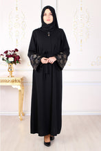 Load image into Gallery viewer, Black Kimono Abaya With Sequin Detail - Buy Abaya Online
