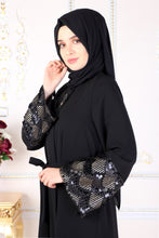 Load image into Gallery viewer, Black Kimono Abaya With Sequin Detail - Buy Abaya Online