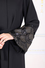Load image into Gallery viewer, Black Kimono Abaya With Sequin Detail - Buy Abaya Online