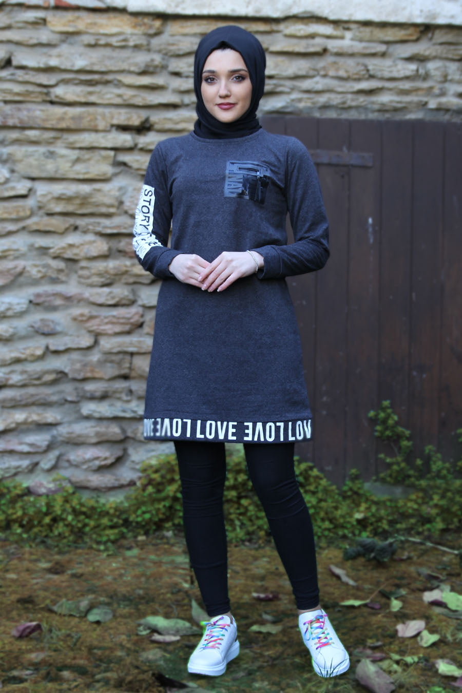 Dark Grey Love Sweater - Buy Abaya Online