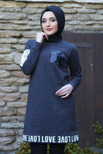 Load image into Gallery viewer, Dark Grey Love Sweater - Buy Abaya Online