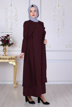 Load image into Gallery viewer, Plum Colour Dress and Vest Jacket Set - Buy Abaya Online