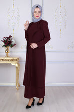 Load image into Gallery viewer, Plum Colour Dress and Vest Jacket Set - Buy Abaya Online