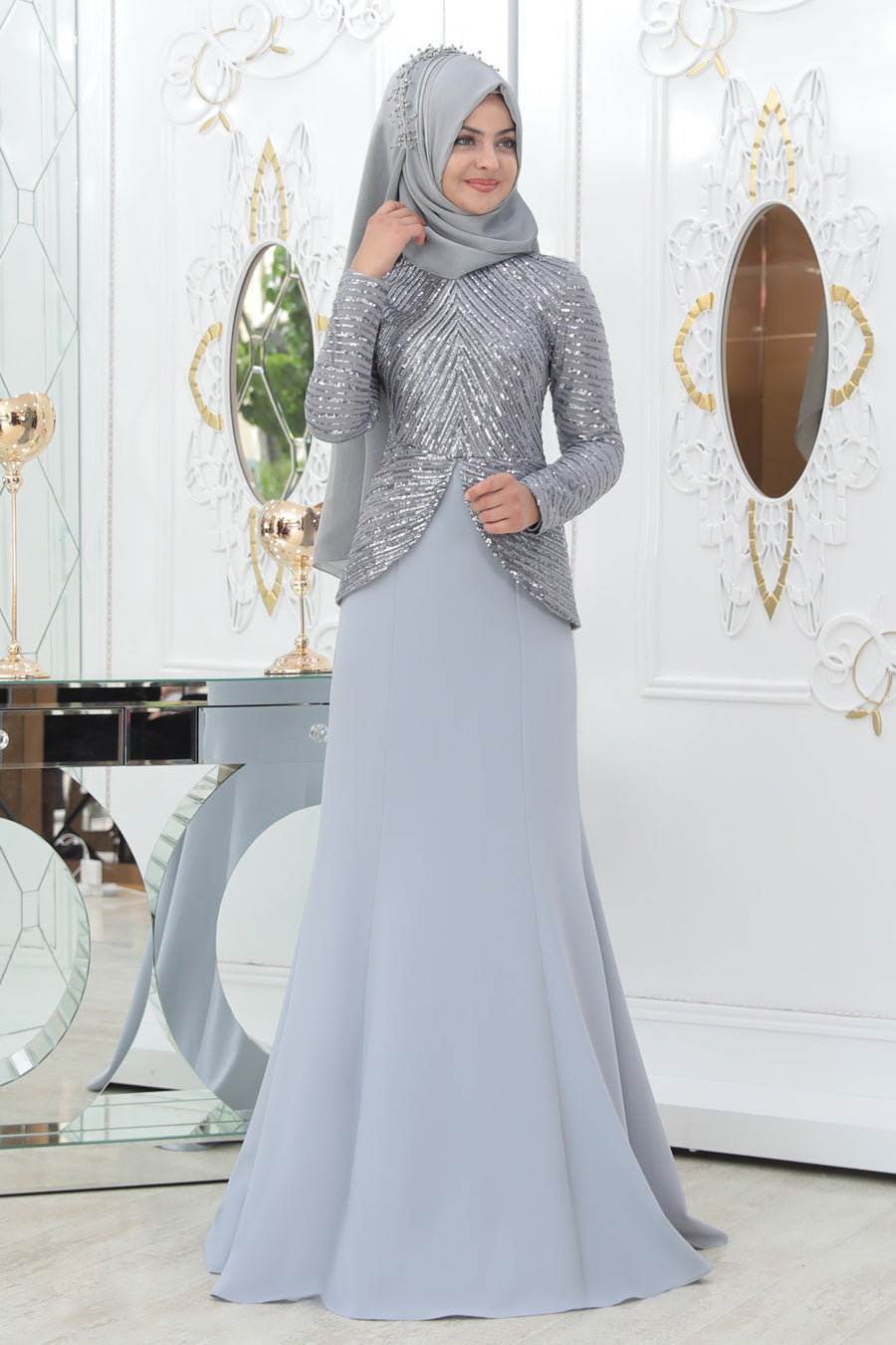 Light Grey Evening Dress - Buy Abaya Online