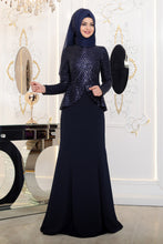 Load image into Gallery viewer, Navy Blue Modest Evening Dress - Buy Abaya Online