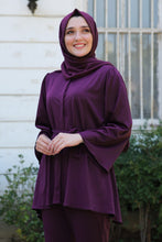 Load image into Gallery viewer, Purple Modest Tunic And Trouser Set With Belt - Buy Abaya Online